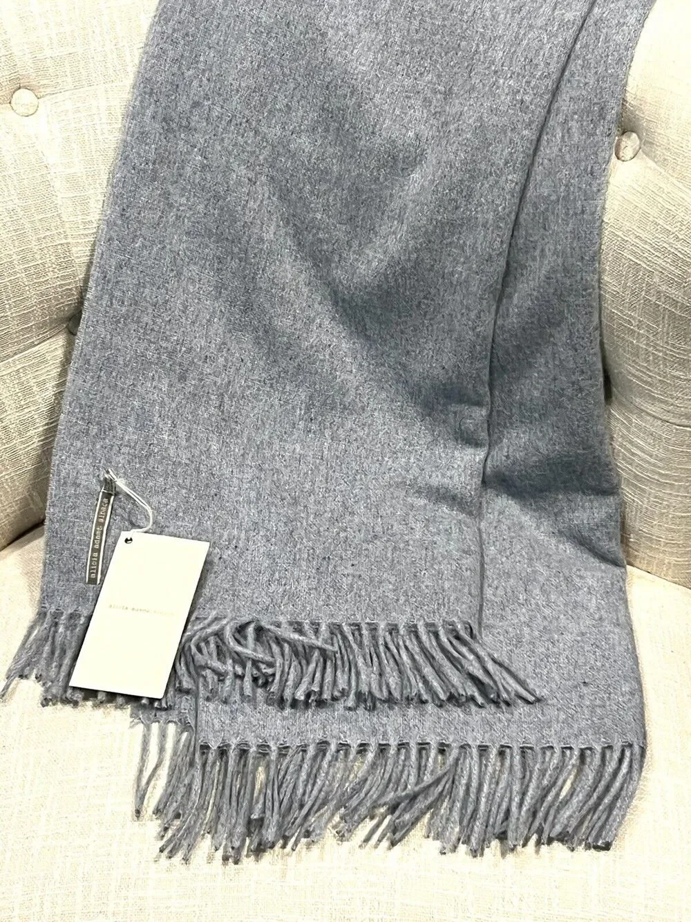 Alicia Adams Alpaca Wool Blend Patmos Throw Blanket Light Blue 51” X 71”
